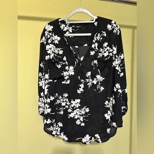 Torrid Floral Black and White Blouse